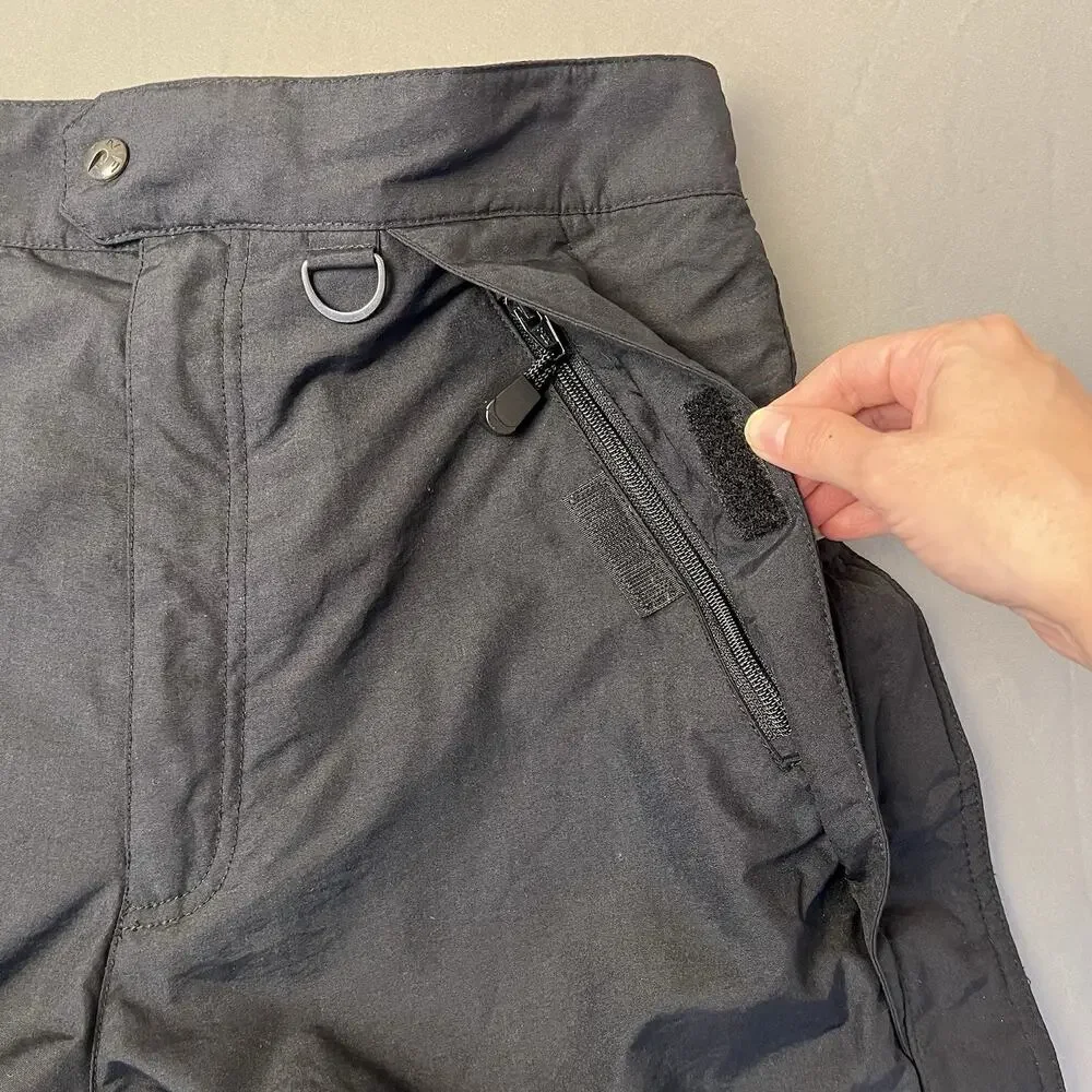 VINTAGE North Face FULL LENGTH SIDE ZIP Insulated Snow Pants Medium Black
